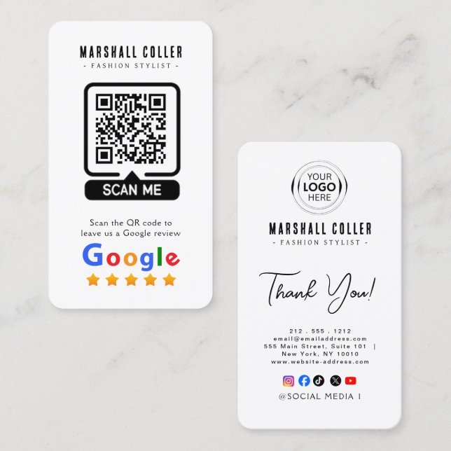 Tarjeta De Visita Google Reviews | Business Review Us | QR Code (Anverso / Reverso)