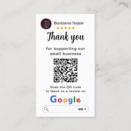 Tarjeta De Visita Google Reviews Con El Código De Gracias Y QR