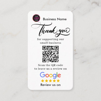 Tarjeta De Visita Google Reviews With Thank You And QR Code Business