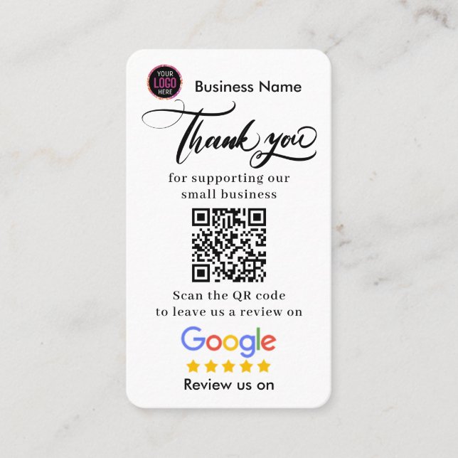 Tarjeta De Visita Google Reviews With Thank You And QR Code Business (Anverso)