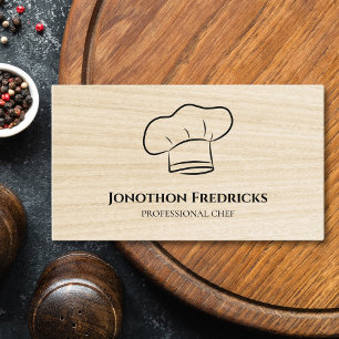 Tarjeta De Visita Gorra de Chef Profesional Wood Catering