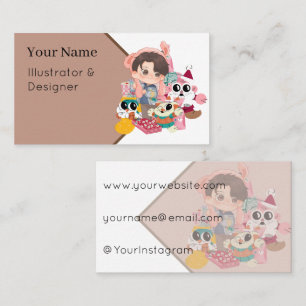 Tarjeta De Visita Gorra de conejito Kawaii Chibi y peluches de invie