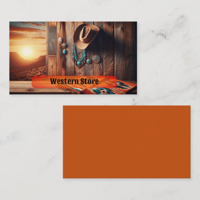 Tarjeta De Visita Gorra de Cowboy con manta suroeste y joyería (Anverso / Reverso)