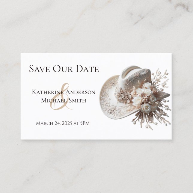 Tarjeta De Visita Gorra de vaca blanca con Boda de flores (Anverso)