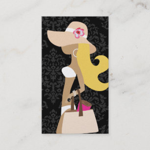 Tarjeta De Visita Gorra floral del Blonde del fashionista del bikini