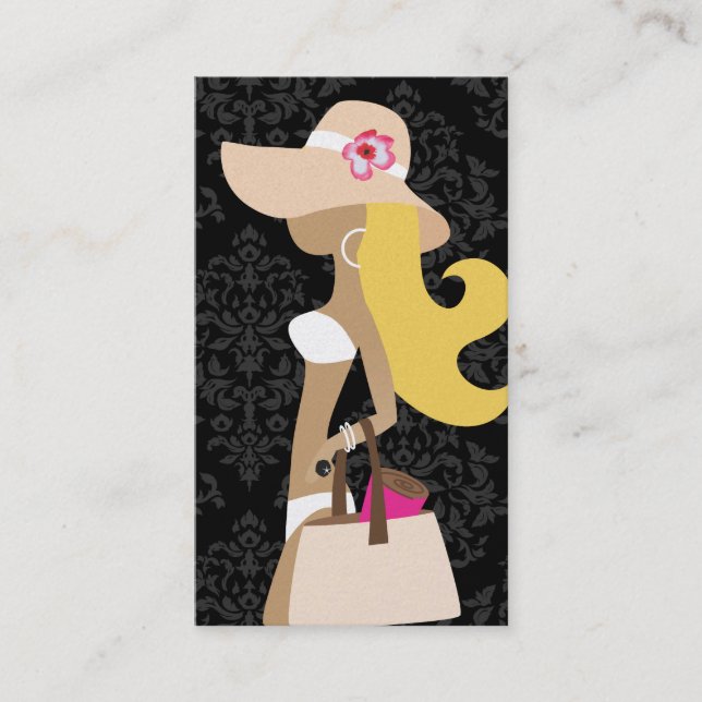 Tarjeta De Visita Gorra floral del Blonde del fashionista del bikini (Anverso)
