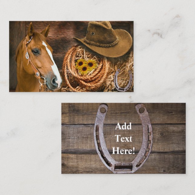Tarjeta De Visita Gorra Lasso Sunflowers de Cowboy Occidental (Anverso / Reverso)