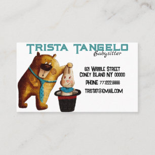 Tarjeta De Visita Gorra Mágico del Conejo del Oso Niñera