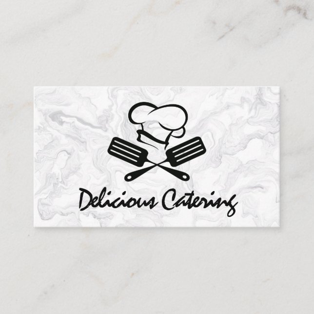 Tarjeta De Visita Gorro de chef | Espátula | Mármol (Anverso)