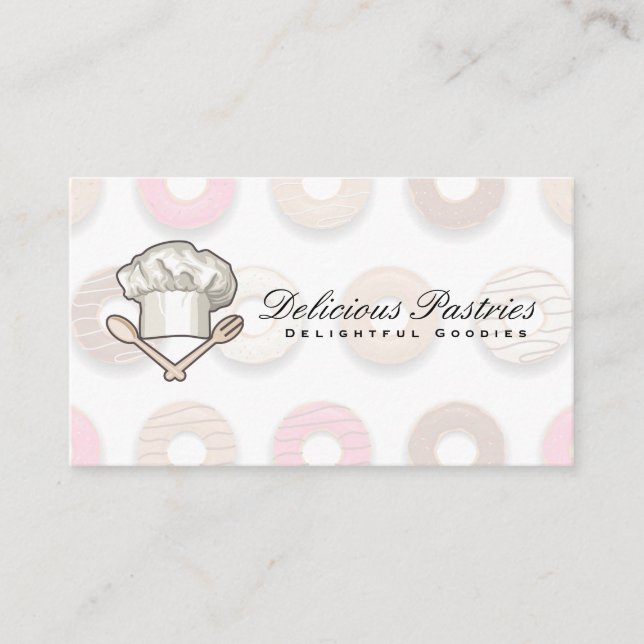Tarjeta De Visita Gorro de chef | Patrón de donut (Anverso)