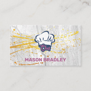 Tarjeta De Visita Gorro de chef   Plata de oro   Slate