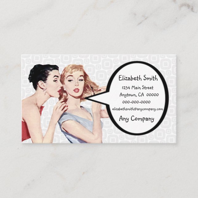 Tarjeta De Visita Gossipers retros de las mujeres de los años 50 (Anverso)