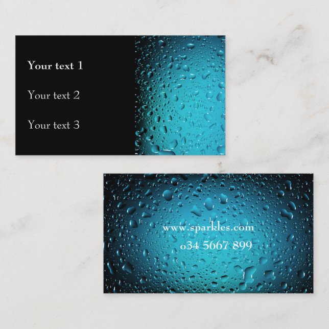 Tarjeta De Visita Gotas de agua azul Guay con estilo (Anverso / Reverso)