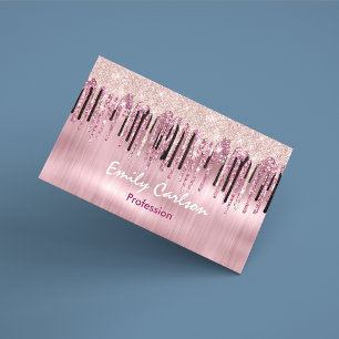 Tarjeta De Visita goteo rosado de rosa de moda