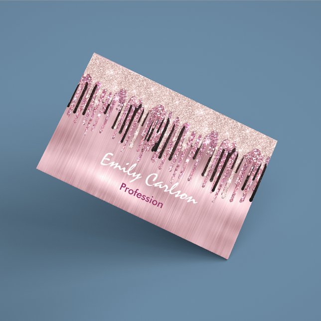 Tarjeta De Visita goteo rosado de rosa de moda (Subido por el creador)