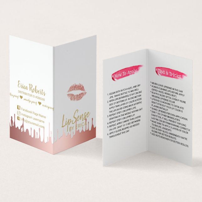 Tarjeta De Visita Goteo subió distribuidor del oro de los labios de (Interior y exterior)