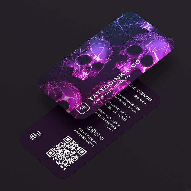 Tarjeta De Visita Goth Skull Tattoo Artist Logo Tattooist Modern (Goth Skull Tattoo Artist Logo Tattooist Modern Business Card
)