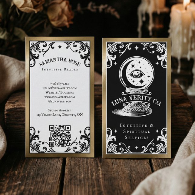 Tarjeta De Visita Gothic Mystic Holistic Spiritual Crystal Ball Gold (Gothic Mystic Holistic Spiritual Crystal Ball Gold Business Card)