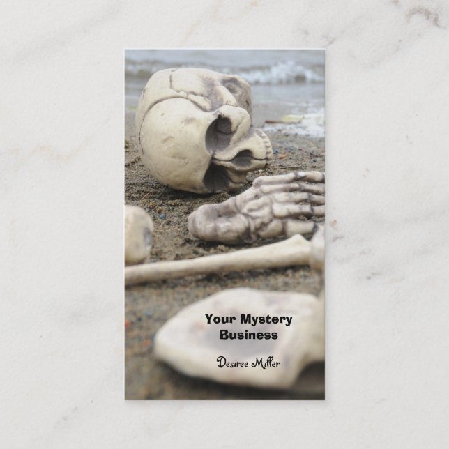 Tarjeta De Visita Gothic Skeleton On Beach (Anverso)