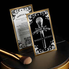 Tarjeta De Visita Gothic Vintage Beauty Makeup Artist Black Luxury