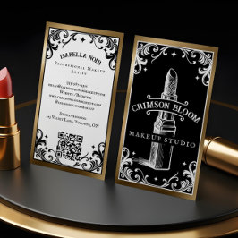 Tarjeta De Visita Gothic Vintage Beauty Makeup Artist Black Luxury
