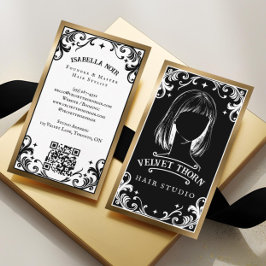 Tarjeta De Visita Gothic Vintage Hair Stylist Beauty Salon Black