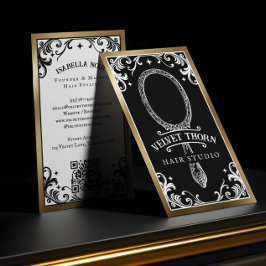 Tarjeta De Visita Gothic Vintage Hair Stylist Beauty Salon Black Bus