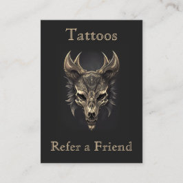 Tarjeta De Visita Gótica Fantasía Wolf Skull Black & Gold Referendum