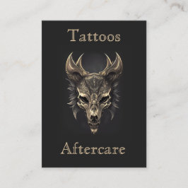 Tarjeta De Visita Gótica Fantasía Wolf Skull Negro & Oro Aftercare