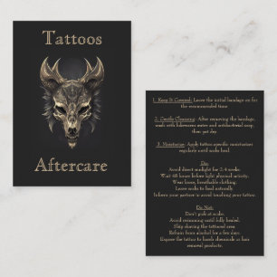 Tarjeta De Visita Gótica Fantasía Wolf Skull Negro & Oro Aftercare