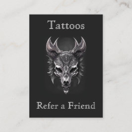 Tarjeta De Visita Gótica Fantasía Wolf Skull Regalo negro y plata