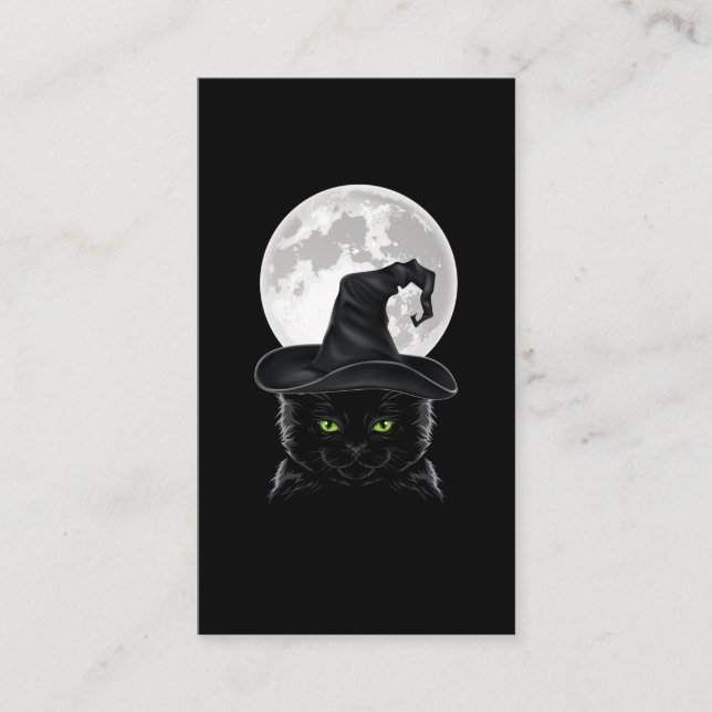 Tarjeta De Visita Gótico Moon Pastel, Gorra de bruja gótica negra (Anverso)