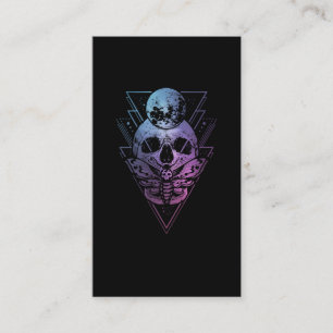 Tarjeta De Visita Gótico Moon Skull Gótico Wicca Crescent Moth Lun