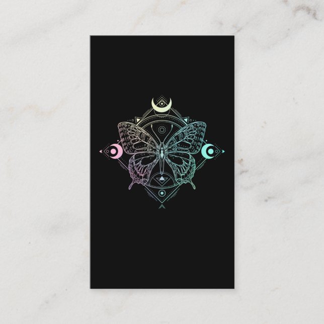 Tarjeta De Visita Gótico Pastel Moon Gothic Wicca Crescent Butterfly (Anverso)