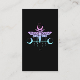 Tarjeta De Visita Gótico Pastel Moon Kawaii Moth Estético