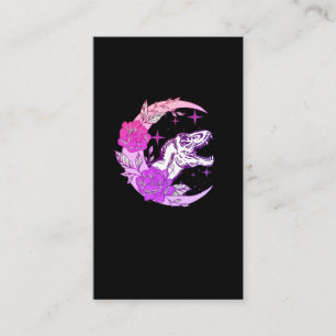 Tarjeta De Visita Gótico Pastel Moon Kawaii Trex Flores de media lun