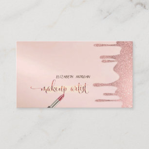 Tarjeta De Visita Gotitas Brillantes Modernas de Moda, Lápiz Labial,