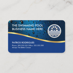 Tarjeta De Visita Gotitas de Agua Luminosas Ola de Natación Dorada