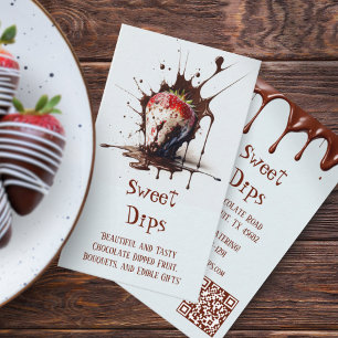 Tarjeta De Visita Gotitas de Fresa Cubiertas de Chocolate