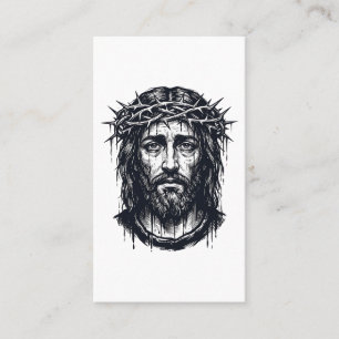 Tarjeta De Visita Grabado Antiguo Corona de Espinas Retrato Sagrado
