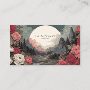 Tarjeta De Visita Grabado Antiguo Rosa Roja Paisaje Épico Libro de C