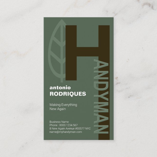 Tarjeta De Visita Grabó en relieve servicio creativo de la manitas (Anverso)