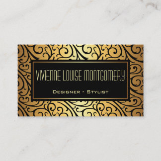 Tarjeta De Visita Graceful Sweep Black and Gold Modern Business Card