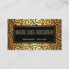 Tarjeta De Visita Graceful Sweep Black and Gold Modern Business Card
