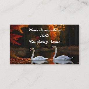 Tarjeta De Visita Graceful White Swans Gliling a lo largo del estanq