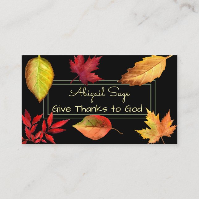 Tarjeta De Visita Gracias a Dios, bellas hojas de otoño (Anverso)