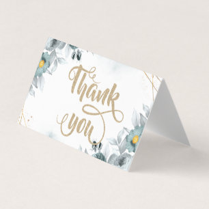 Tarjeta De Visita Gracias a los Rosas de Watercolor Mint Green