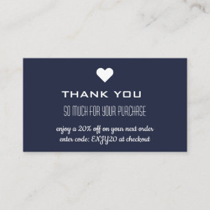 Tarjeta De Visita Gracias a Navy Blue Discount Heart