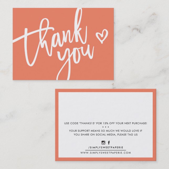 Tarjeta De Visita GRACIAS A USTED moderno naranja de inserción de et (Anverso / Reverso)