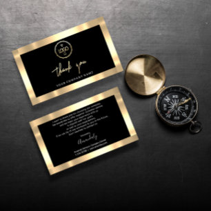 Tarjeta De Visita Gracias Business Insert Logo Gold Black
